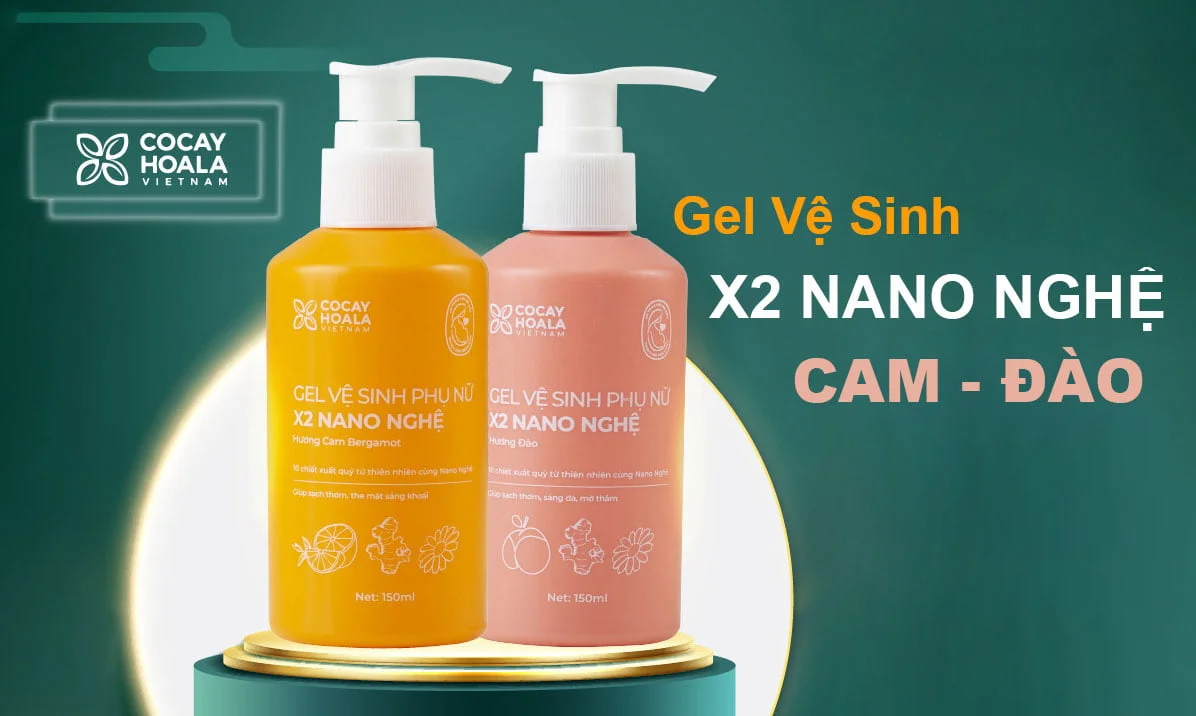 Dung dịch vệ sinh Phụ nữ Gel X2 Nano Nghệ Đào - Cỏ Cây Hoa Lá