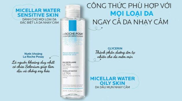 Nước tẩy trang làm sạch sâu cho da nhạy cảm La Roche-Posay Micellar Water Ultra Sensitive Skin